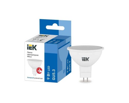 Лампа светодиодная IEK GU5.3 9W 6500K матовая LLE-MR16-9-230-65-GU5