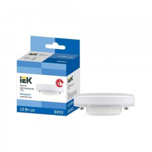 Лампа светодиодная IEK GX53 12W 6500K матовая LLE-T80-12-230-65-GX53