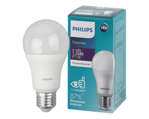 Лампа светодиодная Philips E27 13W 4000K матовая 929002305287