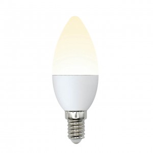 Лампа светодиодная Uniel E14 6W 3000K матовая LED-C37-6W/WW/E14/FR/MB PLM11WH UL-00002373