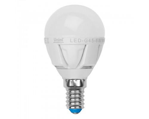 Лампа светодиодная Uniel E14 7W 3000K матовая LED-G45-7W/WW/E14/FR PLP01WH UL-00000773