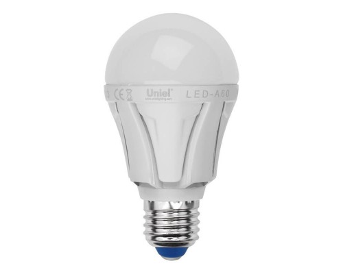 Лампа светодиодная Uniel E27 8W 3000K матовая LED-A60 8W/WW/E27/FR PLP01WH UL-00001522