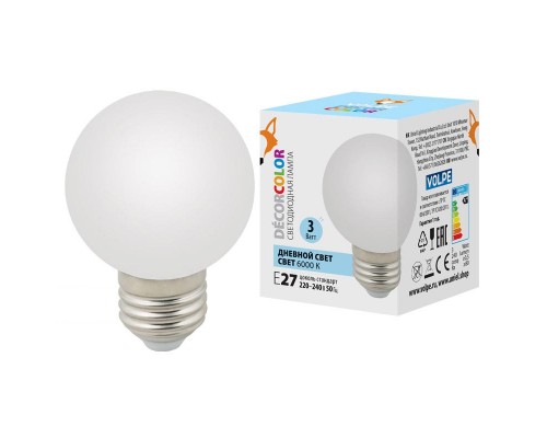 Лампа светодиодная Volpe E27 3W 6000K матовая LED-G60-3W/6000K/E27/FR/С UL-00006956