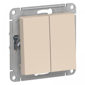 Переключатель двухклавишный проходной Schneider Electric AtlasDesign 10A 250V бежевый ATN000265