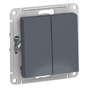 Переключатель двухклавишный проходной Schneider Electric AtlasDesign 10A 250V грифель ATN000765