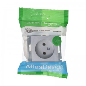 Розетка 2К Schneider Electric AtlasDesign 16A 250V алюминий ATN000341