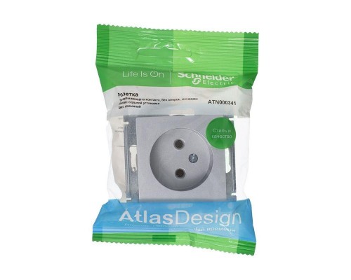 Розетка 2К Schneider Electric AtlasDesign 16A 250V алюминий ATN000341