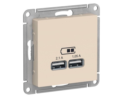 Розетка 2хUSB Schneider Electric AtlasDesign Type A+A бежевая ATN000233