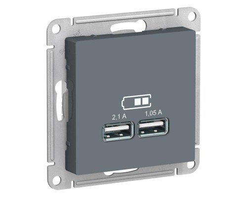 Розетка 2хUSB Schneider Electric AtlasDesign Type A+A грифель ATN000733
