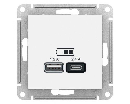 Розетка 2хUSB Schneider Electric AtlasDesign Type A+C белая ATN000139