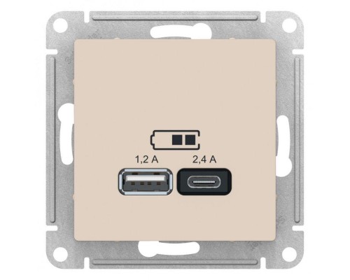 Розетка 2хUSB Schneider Electric AtlasDesign Type A+C бежевая ATN000239