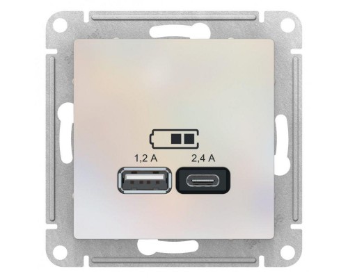 Розетка 2хUSB Schneider Electric AtlasDesign Type A+C жемчужная ATN000439