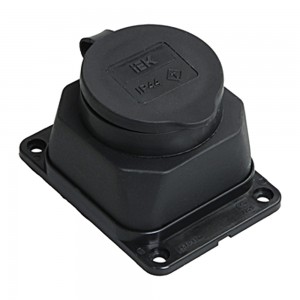 Розетка 2P+PE IEK Omega с крышкой черная PKR11-016-2-K02