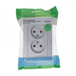 Розетка двойная 2К Schneider Electric AtlasDesign 16A 250V алюминий ATN000320