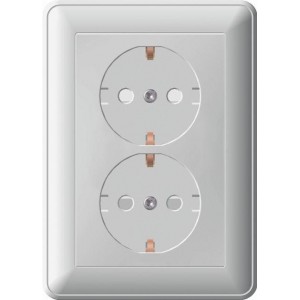 Розетка двойная 2К+З Schneider Electric W59 16A 250V со шторками белая RS16-255-18