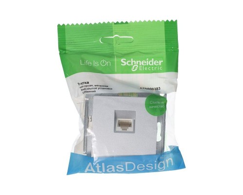 Розетка компьютерная RJ45 Schneider Electric AtlasDesign 5e кат UTP алюминий ATN000383