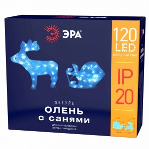 Светодиодная фигура ЭРА олень с санями ENIOF - 11 Б0047973