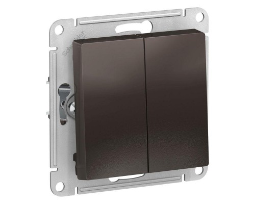 Выключатель двухклавишный Schneider Electric AtlasDesign 10A 250V мокко ATN000651