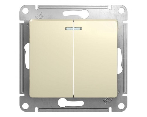 Выключатель двухклавишный Schneider Electric Glossa 10A 250V с подсветкой бежевый GSL000253