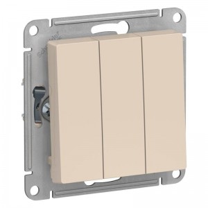 Выключатель трехклавишный Schneider Electric AtlasDesign 10A 250V бежевый ATN000231