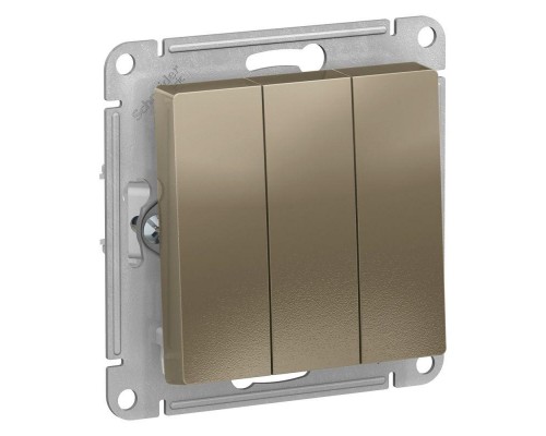 Выключатель трехклавишный Schneider Electric AtlasDesign 10A 250V шампань ATN000531